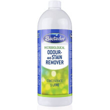 Bactador Odor and Stain Remover Concentrate 1L - Biological enzyme cleaner against sweat, smoke, cat urine, dog urine, animal odors - For household, c