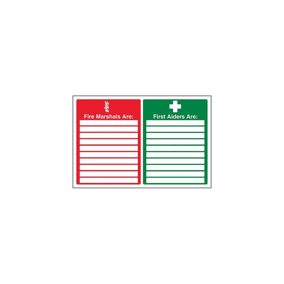 VSafety Fire Marshals/First Aiders Sign - Landscape - 300mm x 200mm - Self Adhesive Vinyl