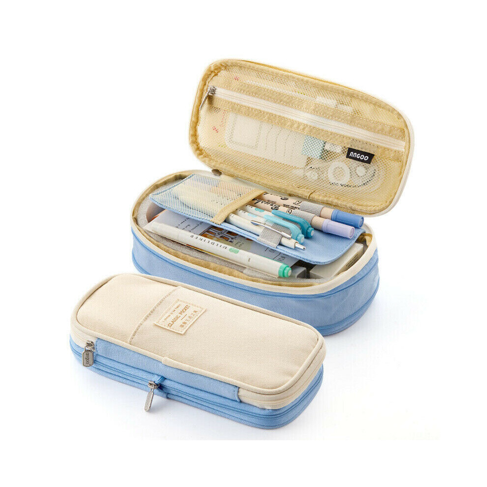 Photos - Other Office Equipment  Large Capacity School Pen Pencil Case College Office Zipper Stationery Pouch Bag 9339130779014(Light Blue)