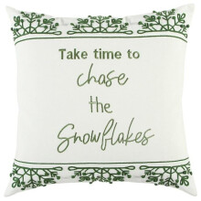 HomeRoots 402344 20 x 20 in. Chase the Snowflakes Green & White Decorative Throw Pillow