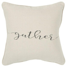 HomeRoots 402303 20 x 20 in. Gray & Cream Canvas Gather Decorative Throw Pillow