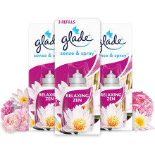 Glade Sense & Spray Relaxing Zen Refills (3-Pack) Automatic Motion-Sensing Air Freshener - Citrus Jasmine, Amber & Vanilla Beans