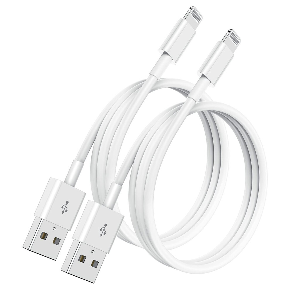 Apple MFi Certified iPhone Charger Cable 1m, 2Pack 3ft Lightning to USB Cable Lead, High Speed Apple iPhone Charging Cable for iPhone 12/11 Pro/11/XS