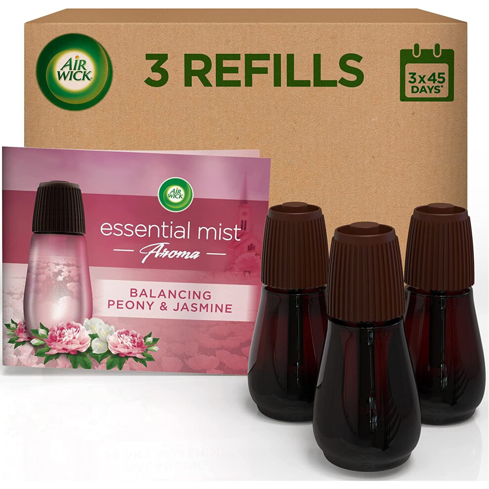 Air Wick AirWick Air Freshener Essential Oils Bundle Pack (3 Refills), BALANCING PEONY & JASMINE, Lasts Total Up to 130 days