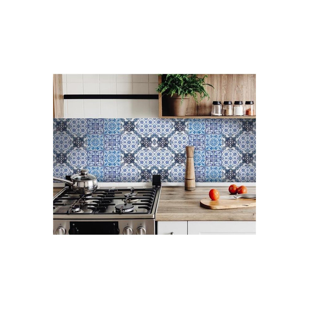 Homeroots 400030 4 X 4 In. Mediterranean Blues Mosaic Peel & Stick Tiles 808230083462