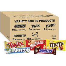 M&M's, Snickers, Twix & More, Mixed Chocolate Bar Variety Bulk Box, 30 Bars, 1.4kg