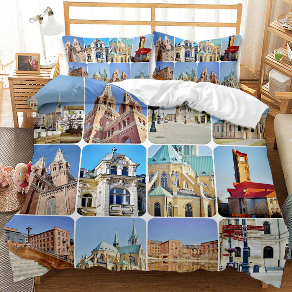 (G, EU-Double(3pcs):200x200cm) 3D Printed England Street Views Building Bedding âCovers Set