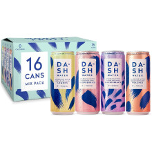 Dash Water Mixed Pack - 16 x Flavoured Sparkling Spring Water, NO Sugar, NO Sweetener, NO Calories (16 x 330 ml cans)