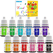 Food Colouring - 12 Colours Variety Liquid Cake Icing Food Colouring Kit for Baking, Fondant, Decorating and Cooking - Vibrant Food Colour Dye for Air