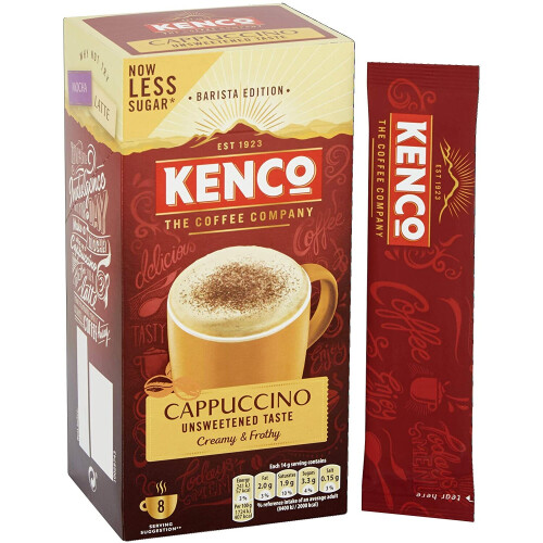 Kenco Cappuccino Unsweetened Instant Coffee Sachets (Pack of 5, Total