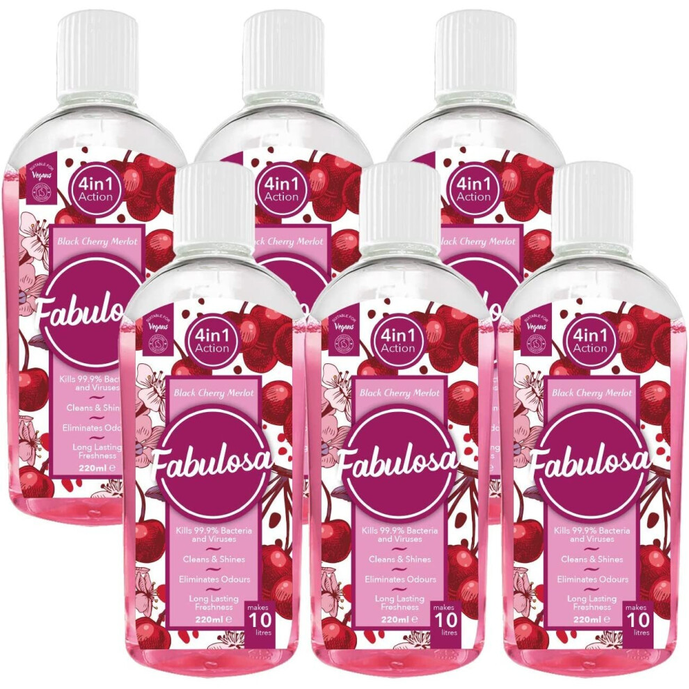 Fabulosa, 220ml 4 in1 Disinfectant Black Cherry Merlot, Pink (Pack of 6)