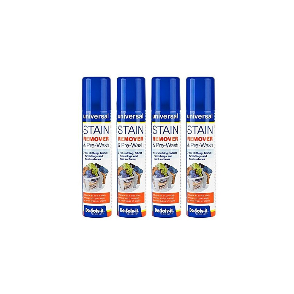 4 x De-Solv-it® Desolvit Stain Remover & Pre-Wash Spray 100ml for Clothing, Favrics, Furnishings and Hard Surface