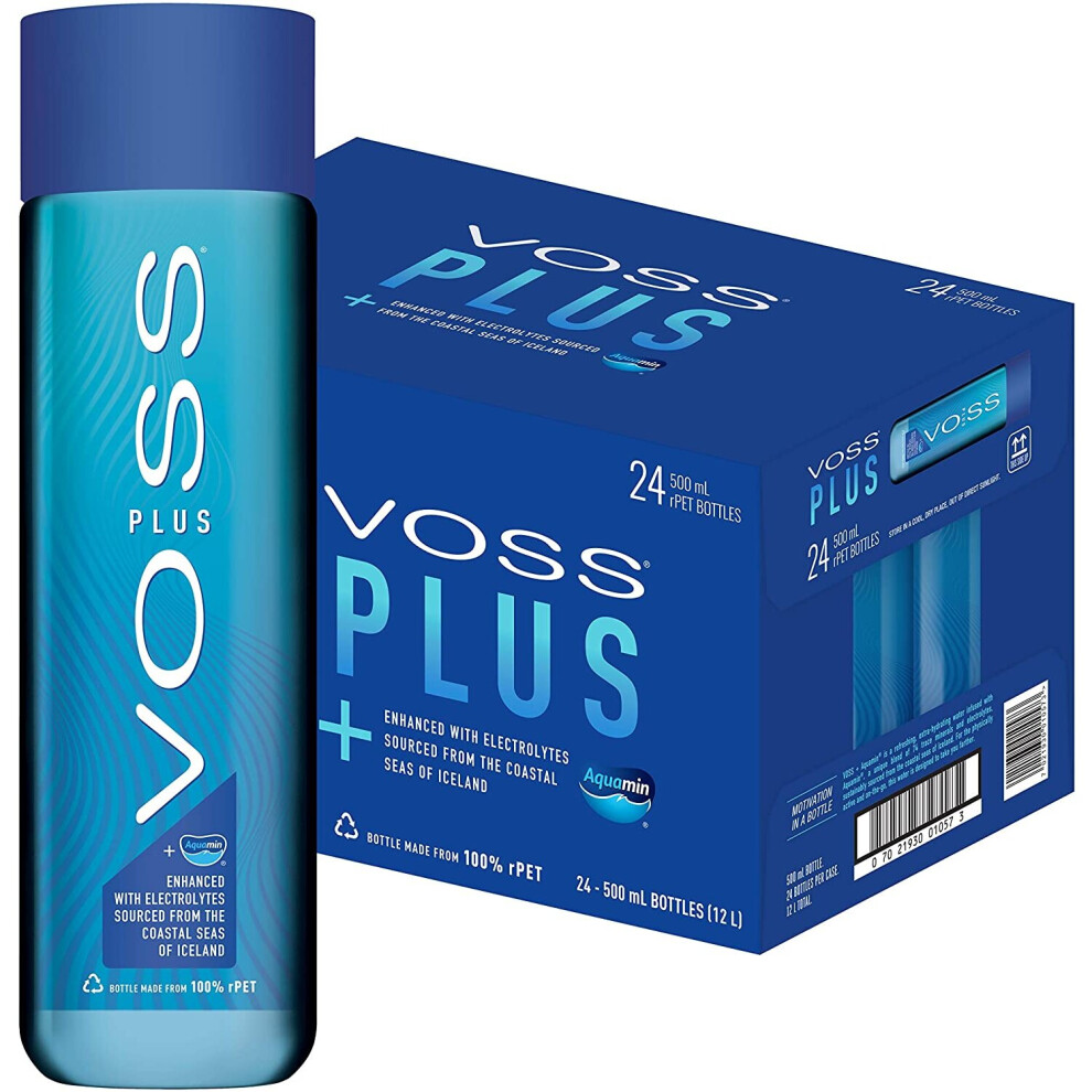 Voss Production As Voss Water, Voss Uk Plus, Artesian Still Water With Aquamin, Minerals And Electrolytes, Bulk Pack Of 24 X 500 Ml