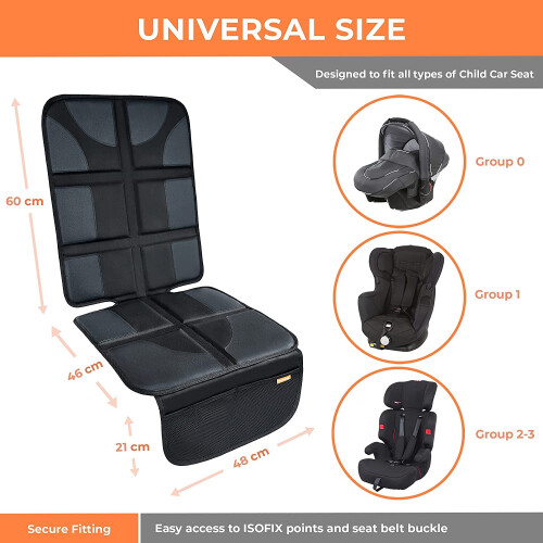 Huckaboo Car Seat Protector for Child Seat, Thick Padding, Black, with Sun Shade 1