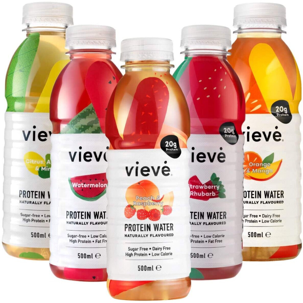 Vieve Protein Water 10x500ml - Mixed Variety Flavour Pack | 20g Protein, Sugar Free, Fat Free & Dairy Free | A Ready to Drink Alternative to Protein P