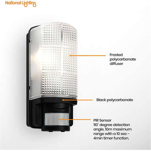 Bulkhead Wall Lights with Motion Sensor |E27 LED Compatible 1