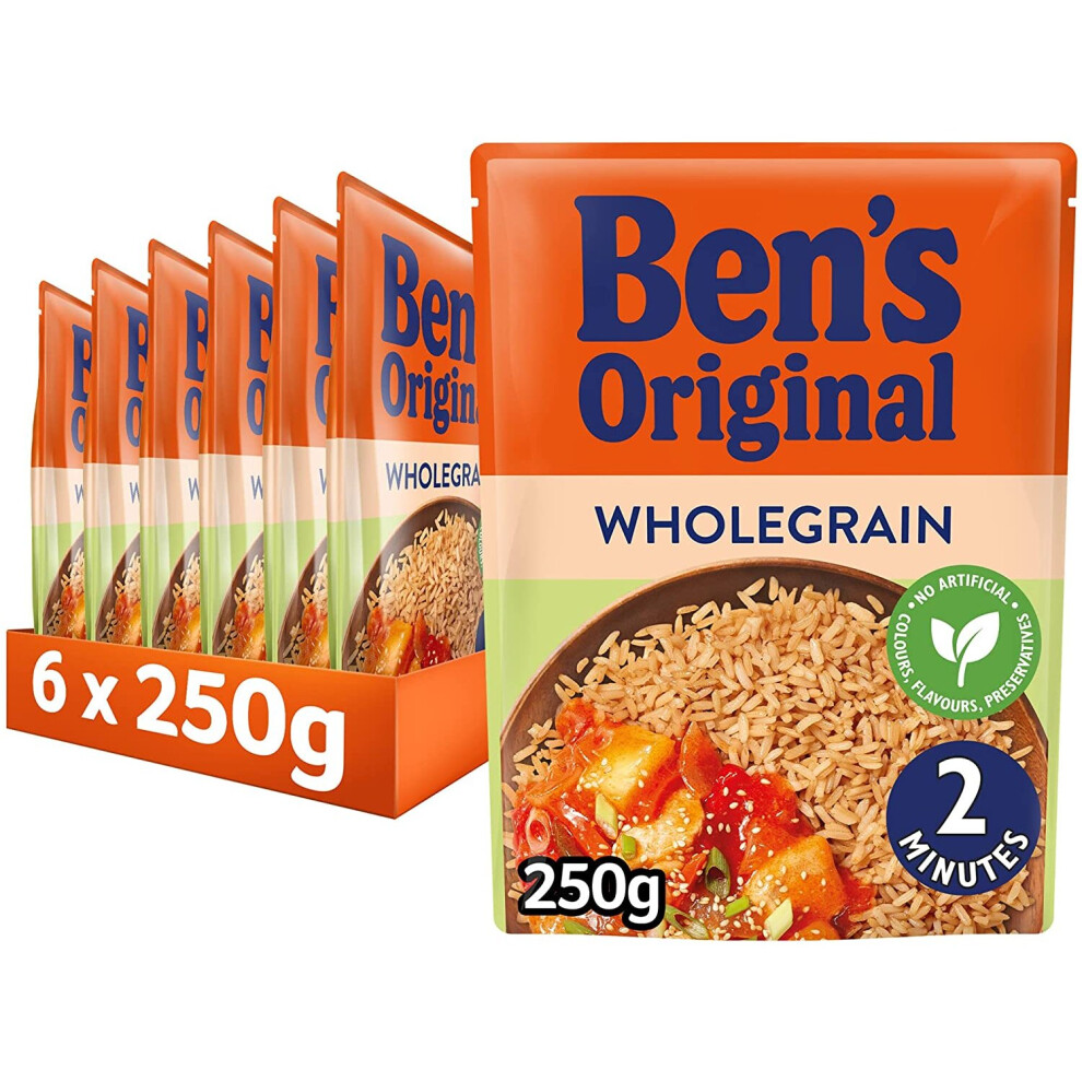 BEN'S ORIGINAL Wholegrain Brown Microwave Rice, Bulk Multipack 6 x 250g pouches