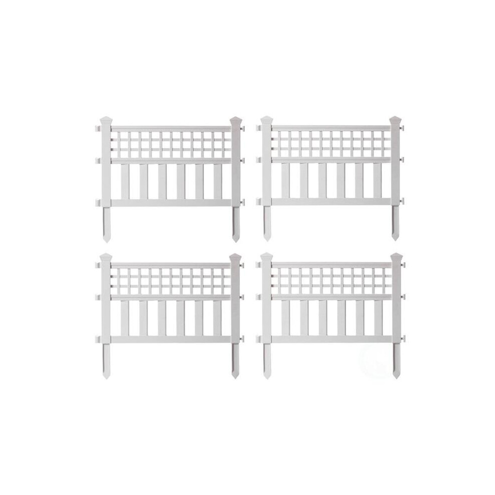 Gardenised QI004112W.4 0.75 x 20.5 x 23.75 in. Plastic Outdoor Decor Garden Flower Edger Fence Border Panels, White - Set of 4