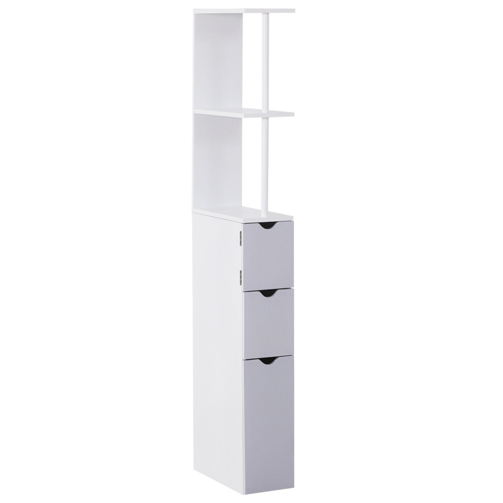 HOMCOM Bathroom Storage Cupboard Thin Cabinet Unit Shelf White