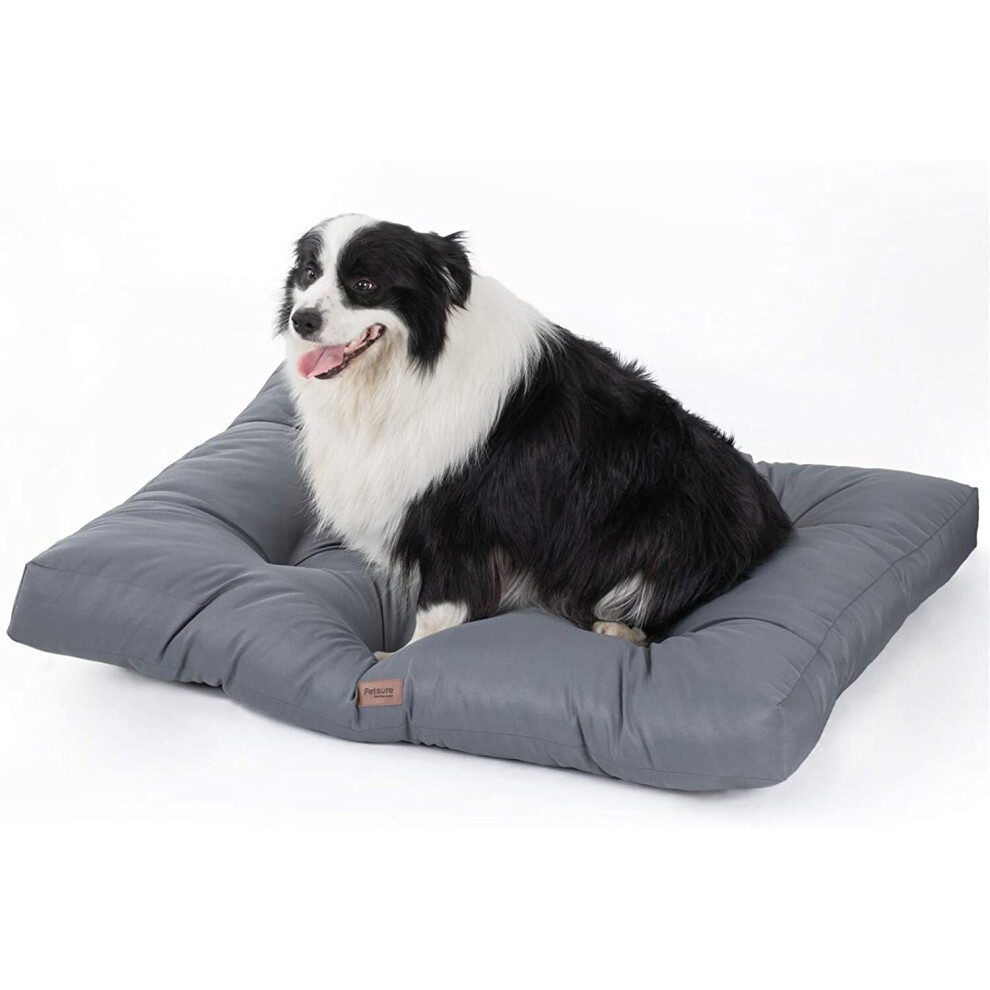 BEDSURE Waterproof Dog Bed Large - Washable Dog Mattress With Chew & Water Resistant Oxford Fabric for Dog Crate, Grey Cooling Mat, 91x68x10cm