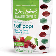Dr. John's Healthy Sweets, Lutscher, + Ballaststoffe & Vitamin C, Blaue Himbeere, Traube & Kirsche, Zuckerfrei, 3,7 Unzen (105 g)