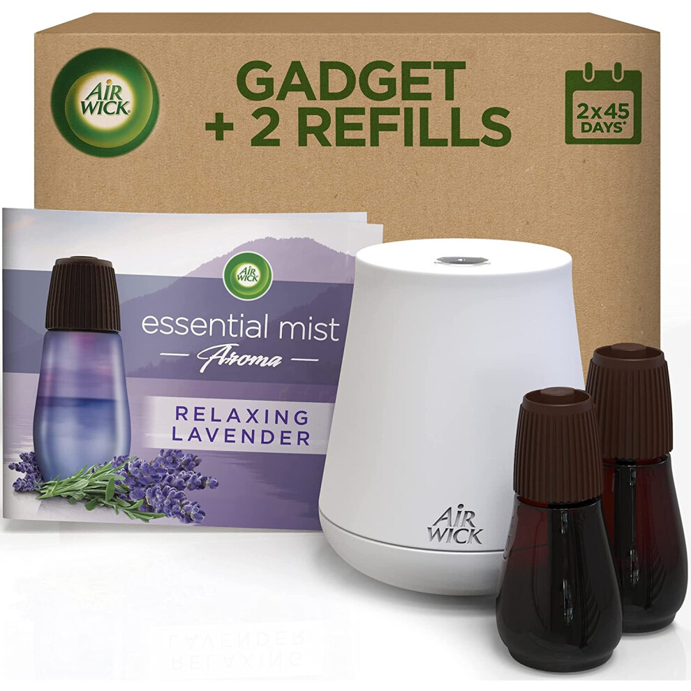 Air Wick Air Freshener Essential Oils Bundle Pack (1 Gadget + 2 Refills), RELAXING LAVENDER, Lasts Total Up to 90 days