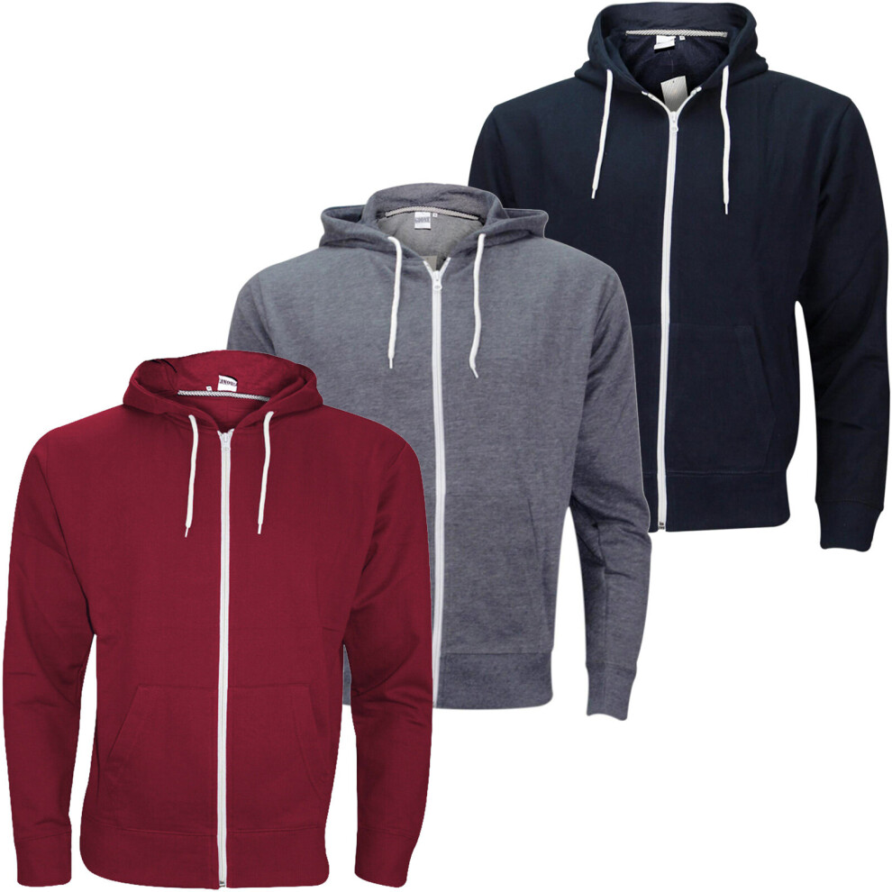 (Grey, S) Mens Zipper Jackets Plain Fleece Sweatshirt Tops