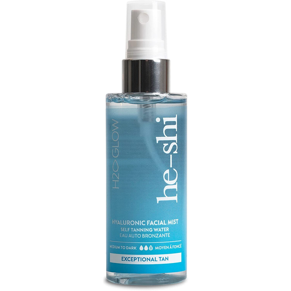 Clear Self Tanning Hyaluronic Facial Mist - Vegan and Cruelty Free H2O Self Tan - Streak and Stain Free Formula by He-Shi (100ml)