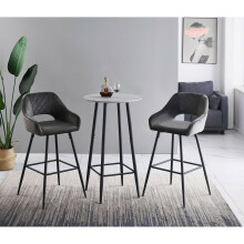 Velvet Modern Bar Stools UK Kitchen Chairs Comfortable Set of 2, Grey