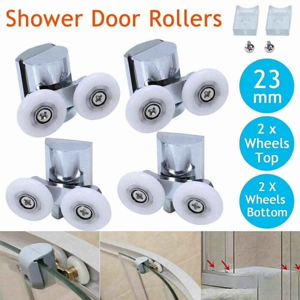Set Of 4 Twin Shower Door Rollers/Runners/Wheels 23Mm Dia Ship 5056569315333