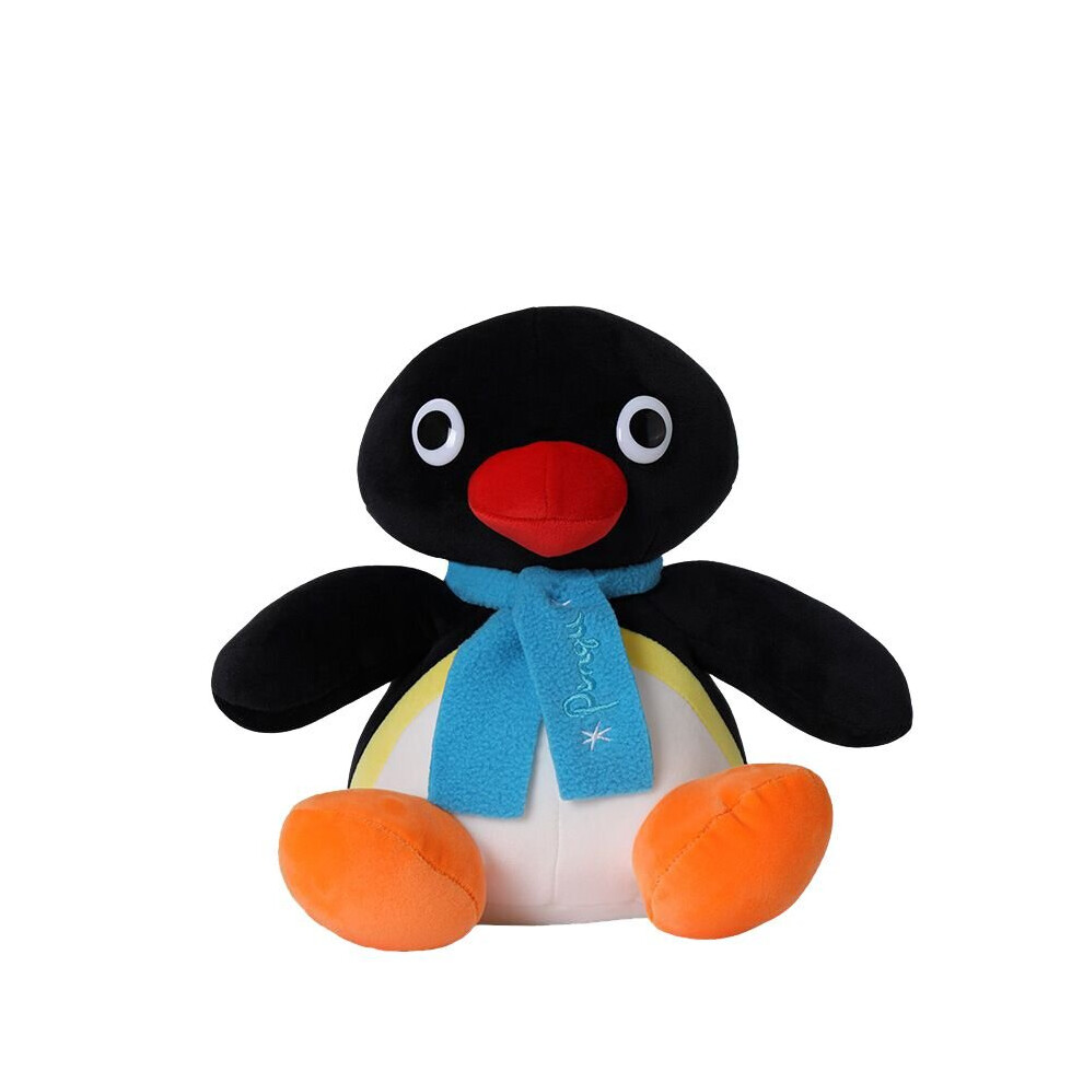 (Black 25cm/9.8in) Movie Pingu Brother And Sister Plush Toy Soft Stuffed Animal Doll Bag Pendant