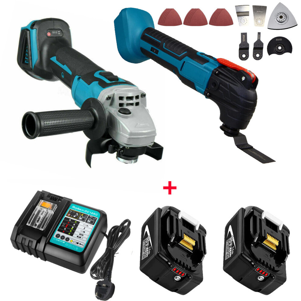 Oscillating Tool+Angle Grinder+2Battery+Charger-Makita Tool Compatible