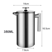(350ml) Tea Maker Espresso French Press Stainless Steel Coffee Machine Double-Wall Insulated Coffee Maker Pot