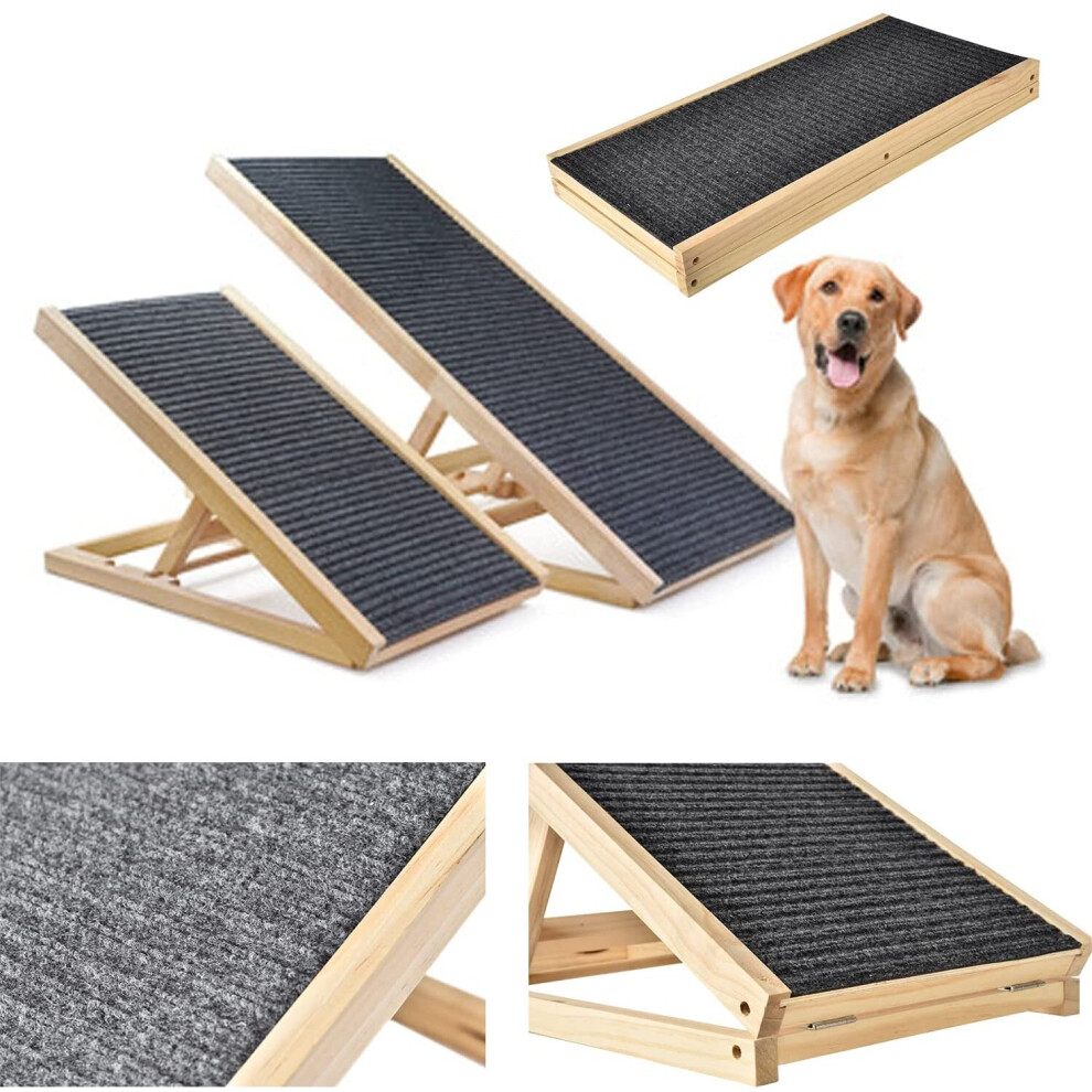 (70*35*30/40cm Height adjustable Folding Non-Slip Dog Ramp Stairs) Dog Stairs Ramp Folding Adjustable High Upgrade Anti Slip Carpet Newest