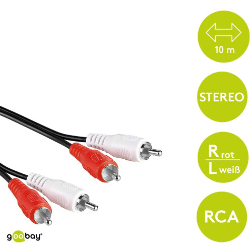 Goobay 50031 Stereo RCA Cable 2x RCA, 10 m Cable Length 1