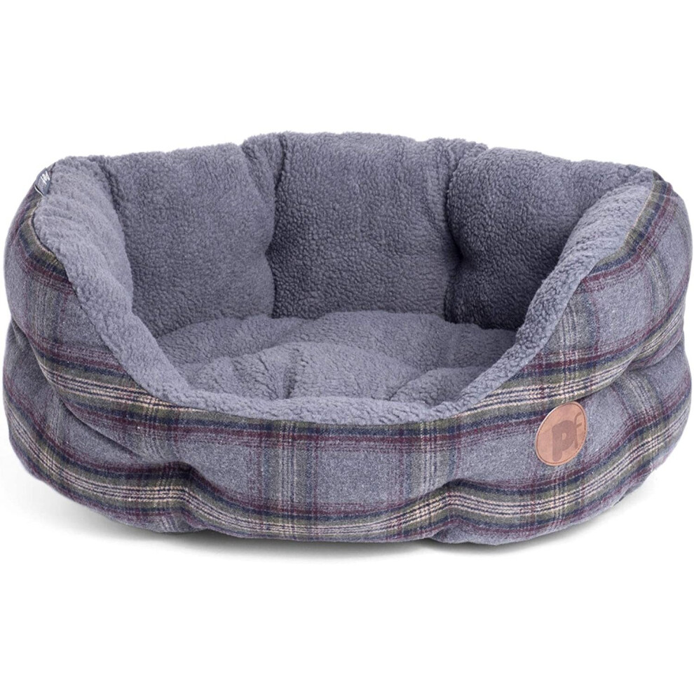 Petface Tweed Oval Dog Bed, Large, Grey