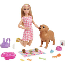 Barbie - Coffret naissance des chiots - Poupée mannequin - Dès 3 ans HCK75