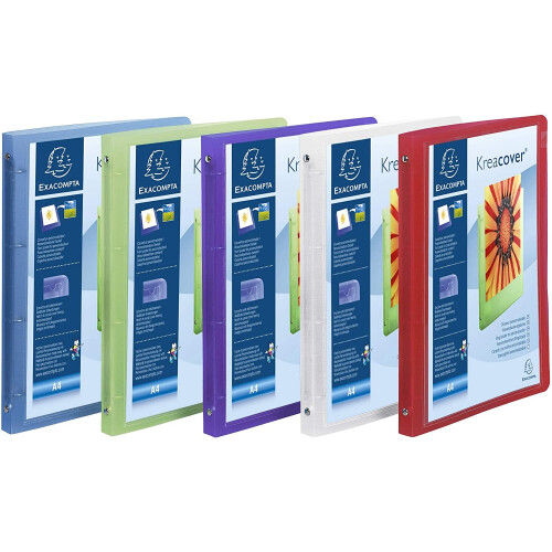 Exacompta Chroma Kreacover PP Ring Binder, 4 Ring, 15mm spine, Assorted colours, Pack 5