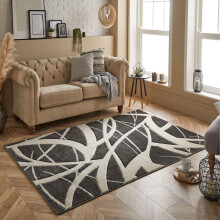 (1. 57E Abstract - Grey, 200 x 285 cm) Modern Geometric Floral Abstract Area Rugs Check Multi Coloured Non Slip Runner