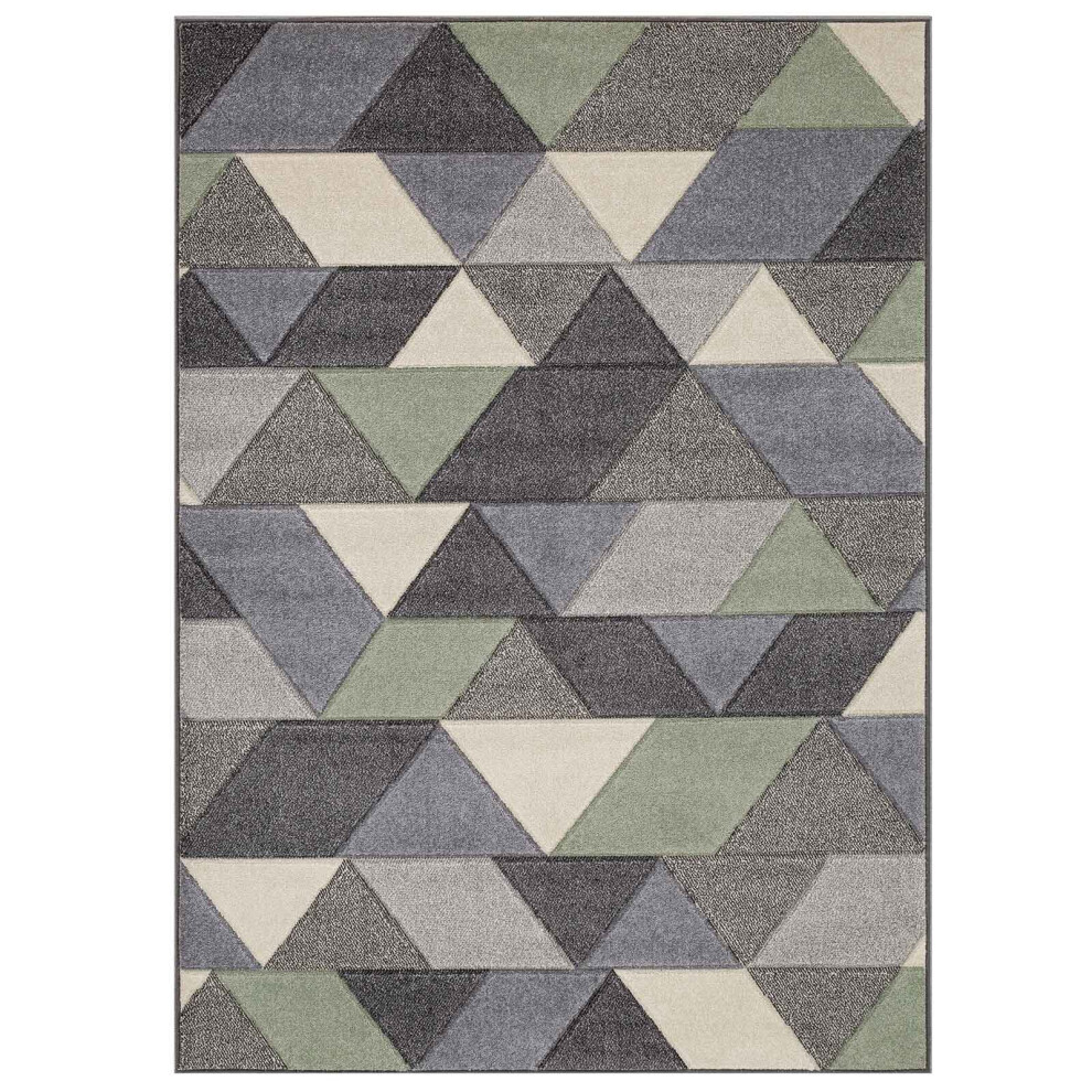 (10. 670V Geometric - Green, 80 x 150 cm) Modern Geometric Floral Abstract Area Rugs Check Multi Coloured Non Slip Runner