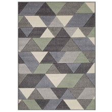 (10. 670V Geometric - Green, 200 x 285 cm) Modern Geometric Floral Abstract Area Rugs Check Multi Coloured Non Slip Runner