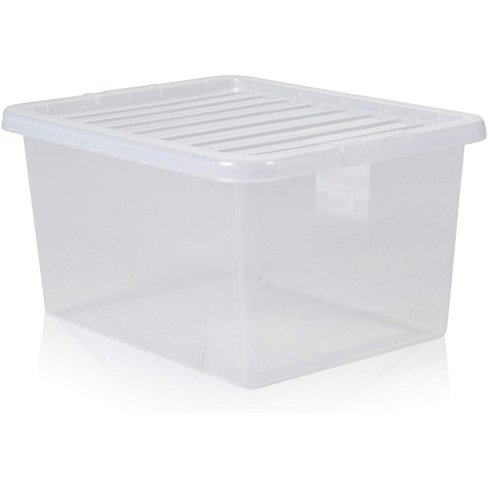 Wham Storage Pack of 1-37 Litre Crystal Plastic Storage Boxes with Lids