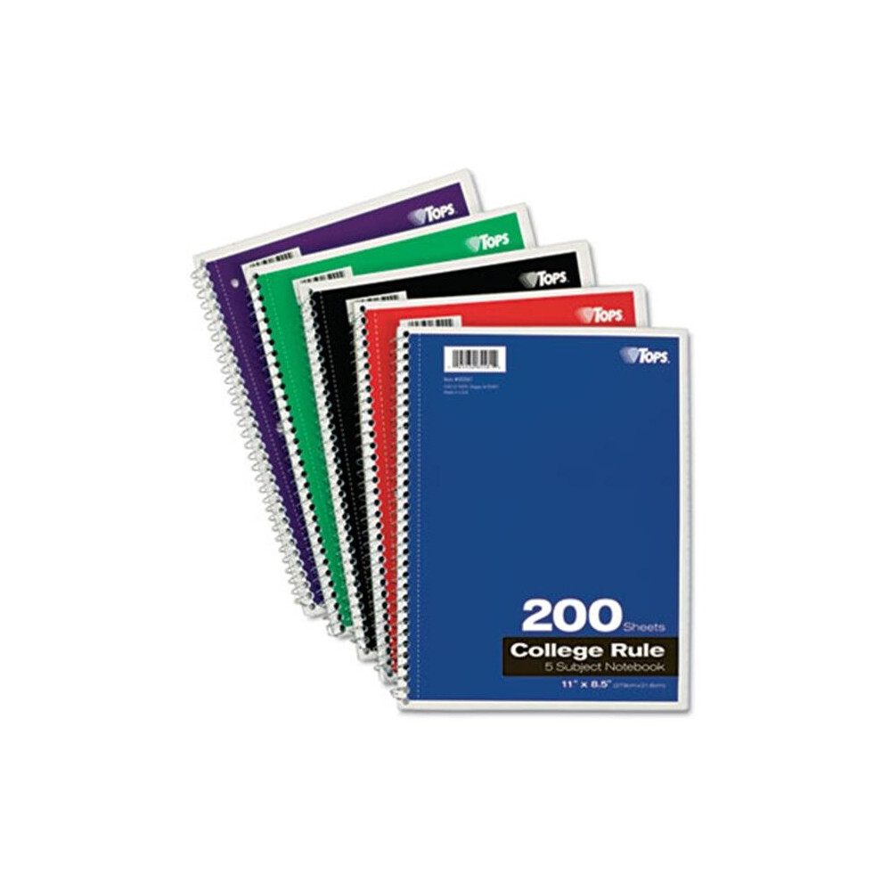 Photos - Notebook Tops 65581 Wirebound 5-Subject College Rule 11 x 8-1/2 White 200 Sheets/Pad