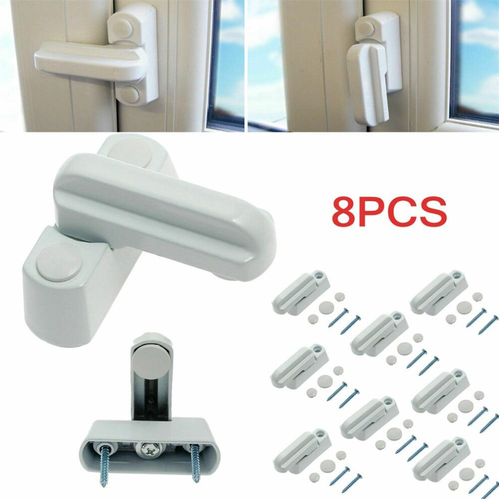 8Pcs T Type Window Safety Locks UPVC Door Sash Jammer Security Restrictor Lock