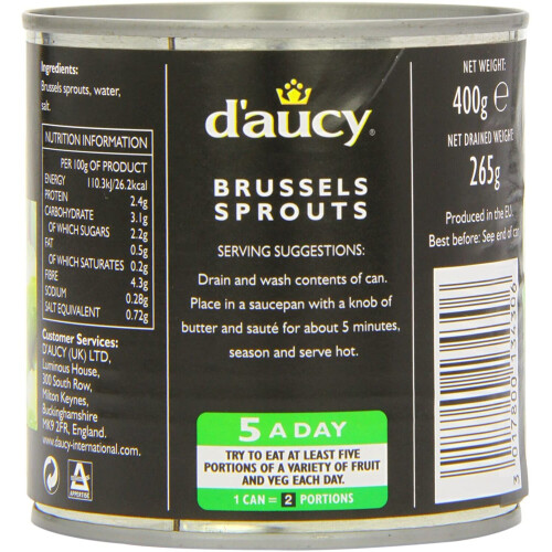 D'aucy Brussel Sprouts 400 g (Pack of 12) 1