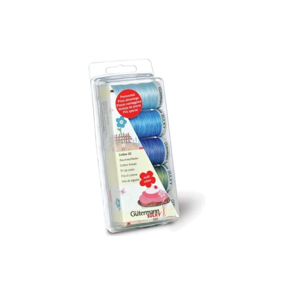 Gutermann Thread Set: Machine Emb. Cotton 30-Blue/Green