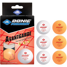 Donic-Schildkröt Avantgarde 3-Star Table Tennis Ball, Poly 40+ Quality, 6 Pieces in a Blister, 3x White/3x Orange