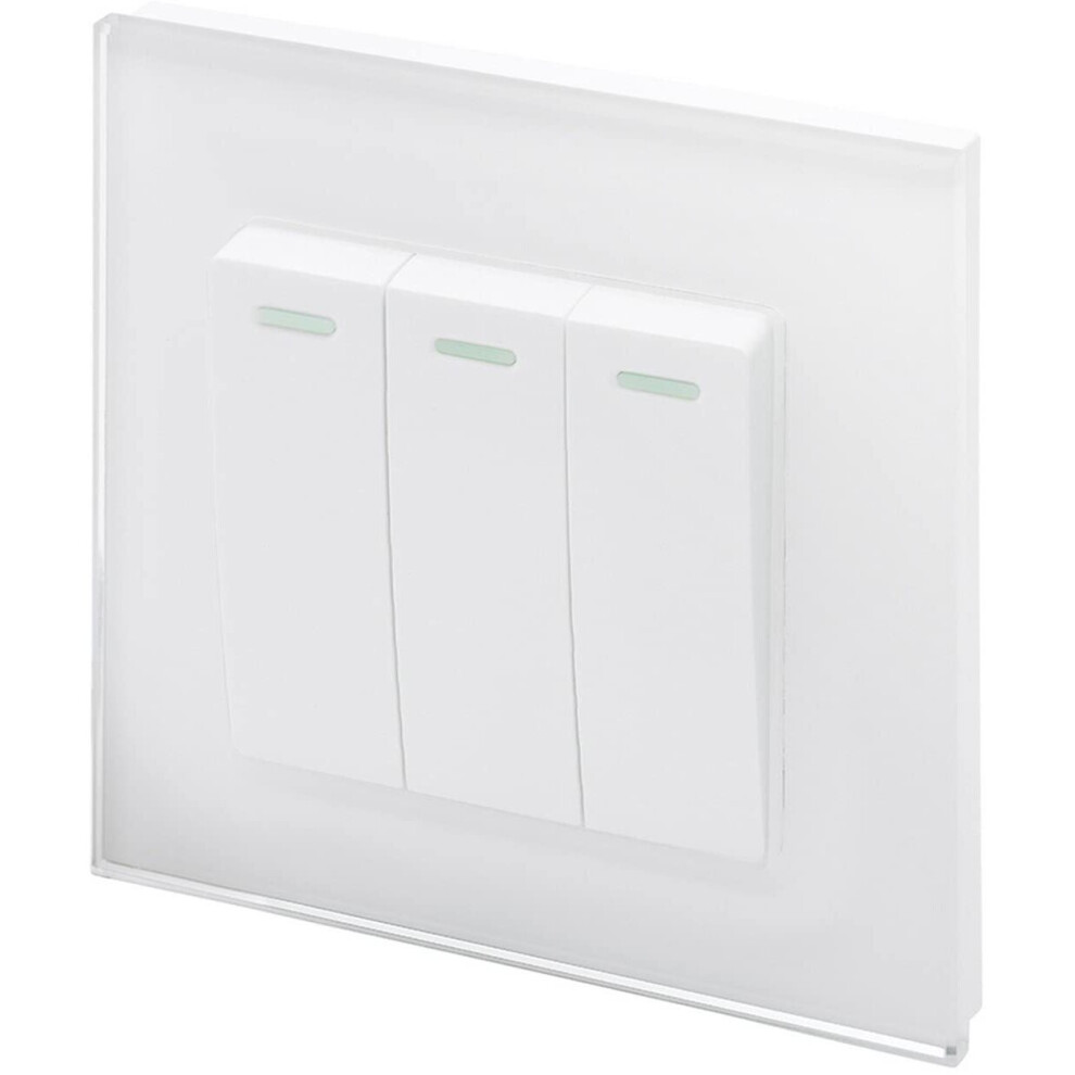 Retrotouch 233 Crystal Triple Light Switch, White Glass, 2-Way, 10Ax 5060260692044