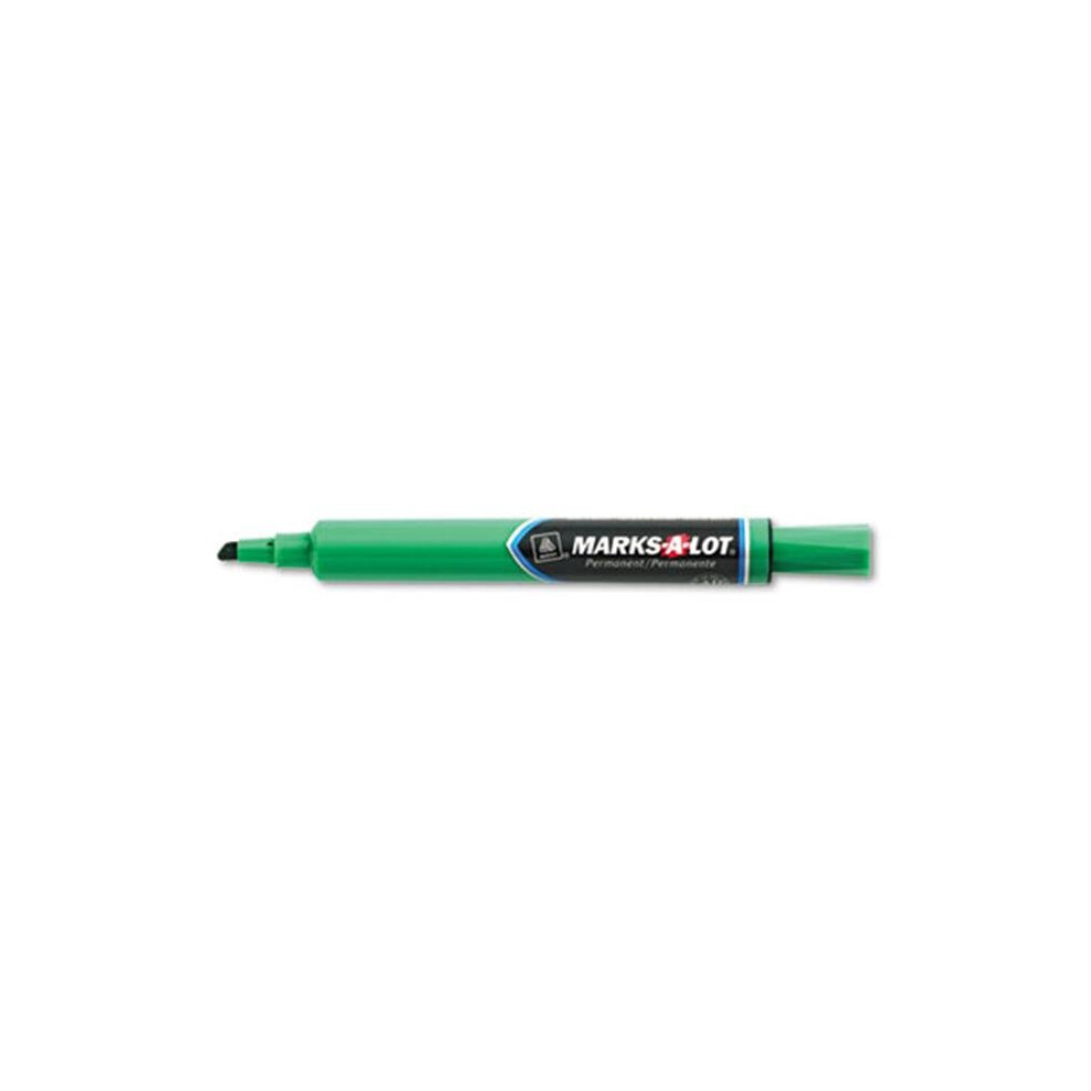 Marks-A-Lot 08885 Permanent Marker  Large Chisel Tip  Green  Dozen