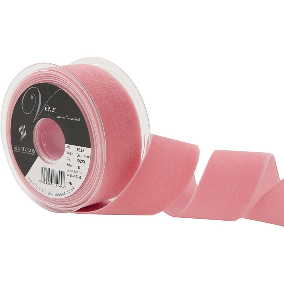 Berisfords Velvet Ribbon, Dusty Rose, 10.2 X 4.5 X 10.2 Cm